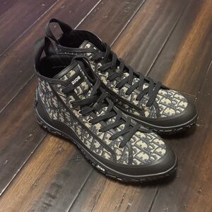 Dior Men’s Black & Beige Monogram High-Top Sneakers